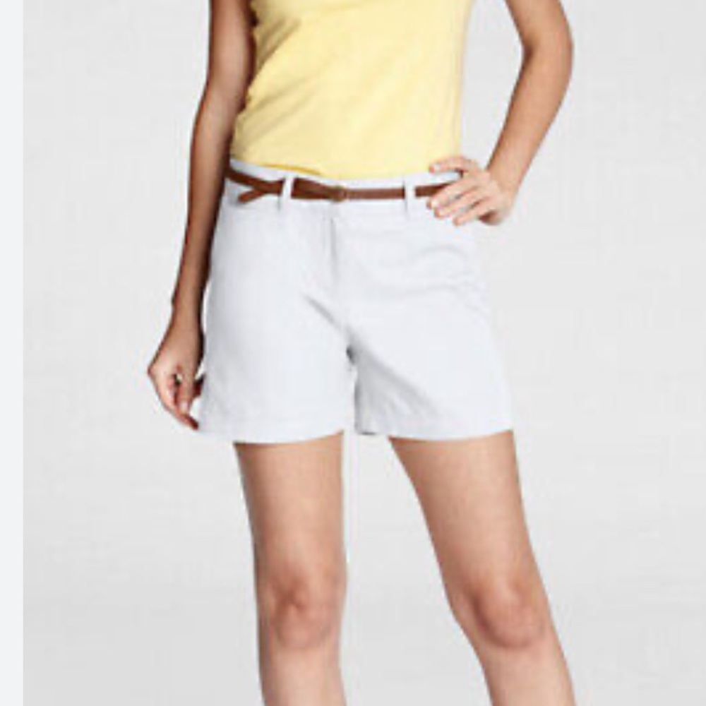 LANDS END White High Rise Tailored Chino Shorts 14 NWOT